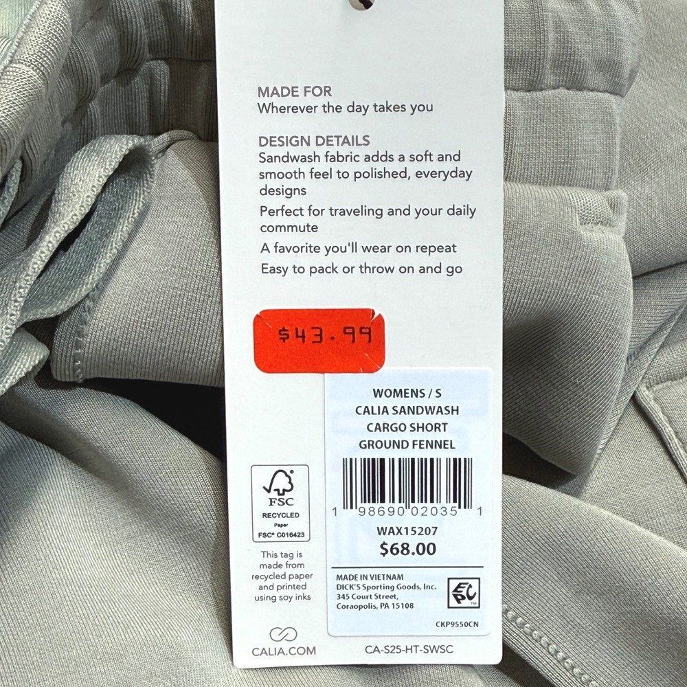 CALIA Sandwash Scuba High-Rise Cargo Shorts Ground Fennel Green Womens Small NEW - Picture 10 of 12
